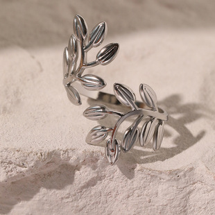 Cross-border new European and American alloy geometric leaf shape ring opening adjustable jewelry female manufacturers for sale