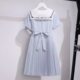 Girls' preppy style short sleeve dress summer new sailor suit navy collar Net red ocean princess dress for middle and big children