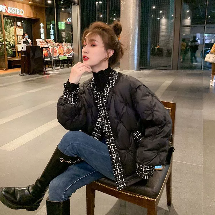 Зимний пуховик, черный дизайн стильной сумки, стиль Chanel, тренд сезона, для подростков, западный стиль
