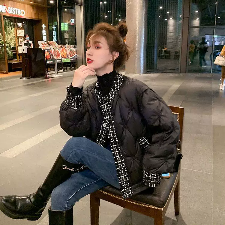 Зимний пуховик, черный дизайн стильной сумки, стиль Chanel, тренд сезона, для подростков, западный стиль