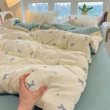 A类母婴级水洗棉四件套床单被套床上用品学生宿舍三件套床笠