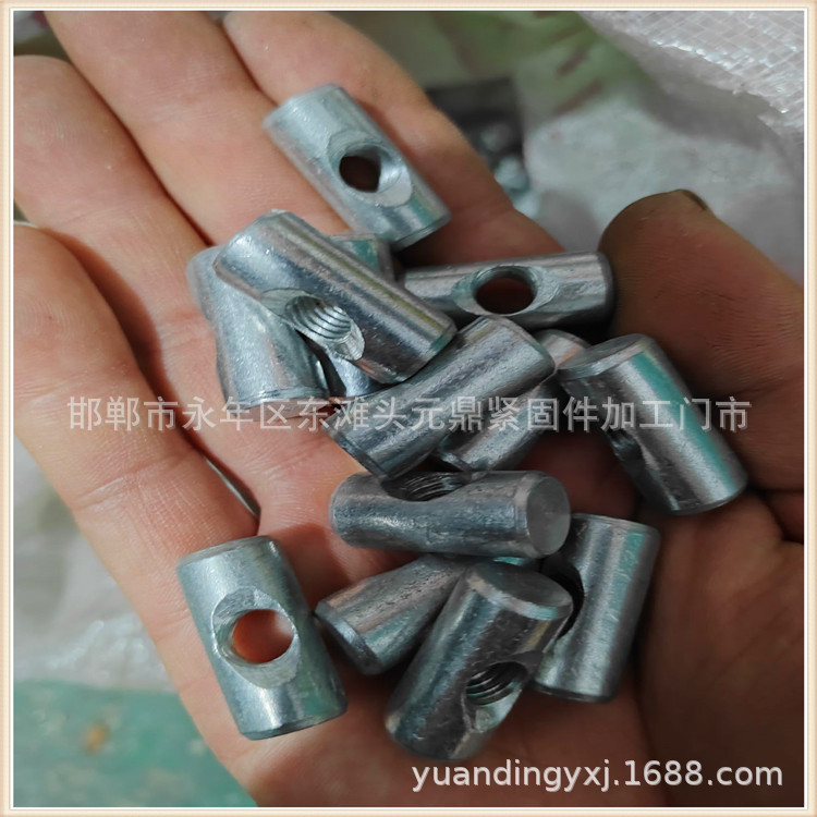 异型锤母 横母 圆柱双孔定位螺母 锤子螺母 圆柱横孔多孔螺母