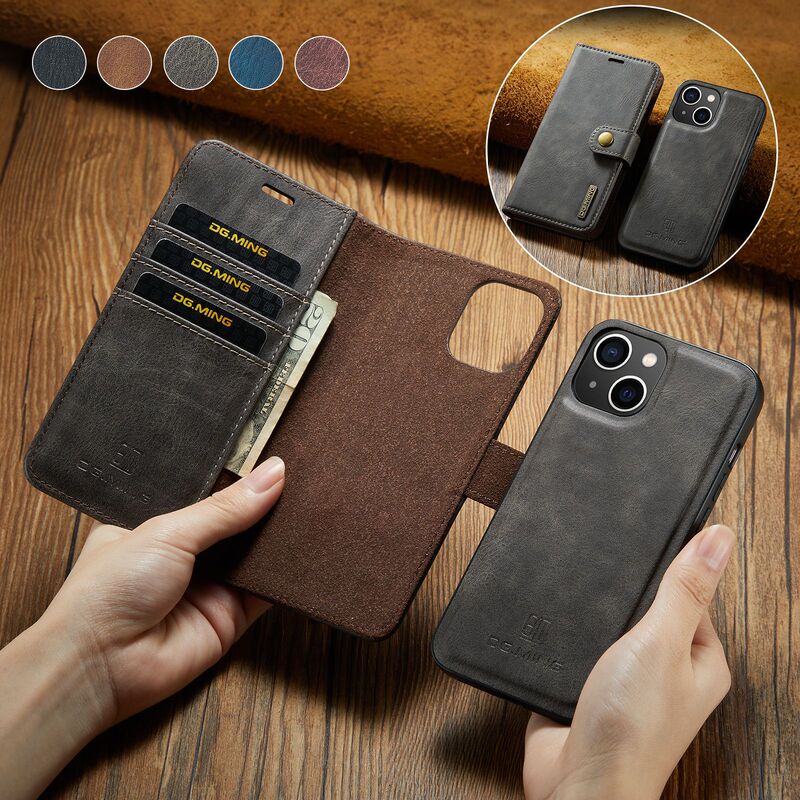 Suitable for IP13 mini Strong Magnetic Split Two-in-One Protective Case iPhone13 Two-Fold Leather Wallet Leather Case