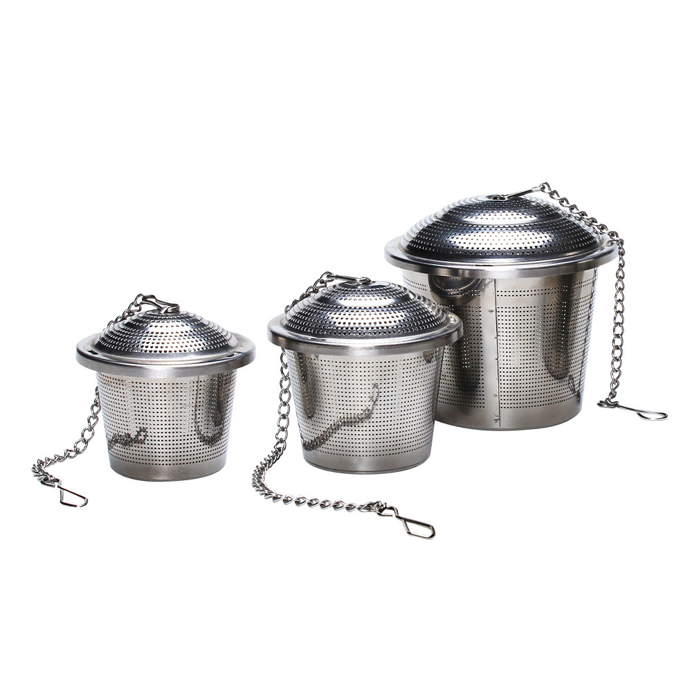 E-Commerce acero inoxidable 304 colador de té con tapa Cadena de té en forma de cubo de té colador de cocina sabor tesoro Bola de té fabricante de té en stock image 7