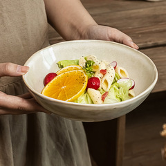 復古又小眾的碗盤套件~陶瓷實用敞口碗家用沙拉盤意面牛排盤 微瑕