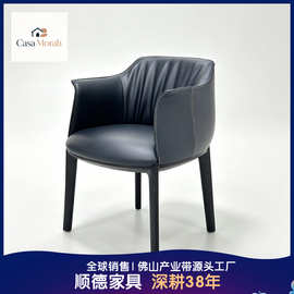 意式极简白腊木定型绵餐椅设计师酒店家用轻奢洽谈椅dining Chair