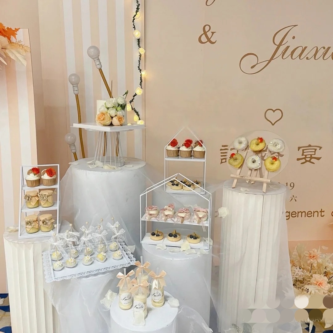Estilo europeo blanco decoración de la mesa de postre soporte de exhibición de la torta de la boda estante merienda té de la tarde postre bandeja de pastelería