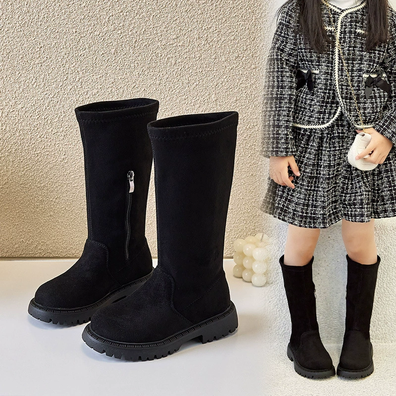 Детские Ботинки Martin 2023 Зимние новые женские модные ботинки в британском стиле на боковой молнии студенческие черные кожаные сапоги