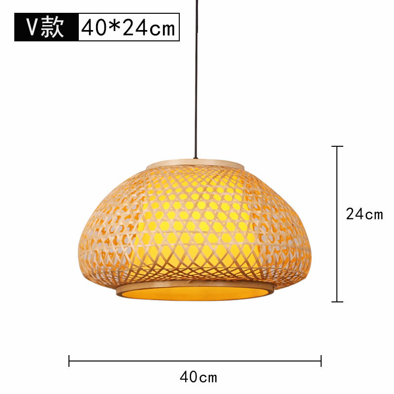 Lámpara de araña tejida de bambú Restaurante chino Lámpara de salón de té de linterna de bambú Restaurante japonés Sombrero de paja Lámpara de araña tejida de ratán B & B