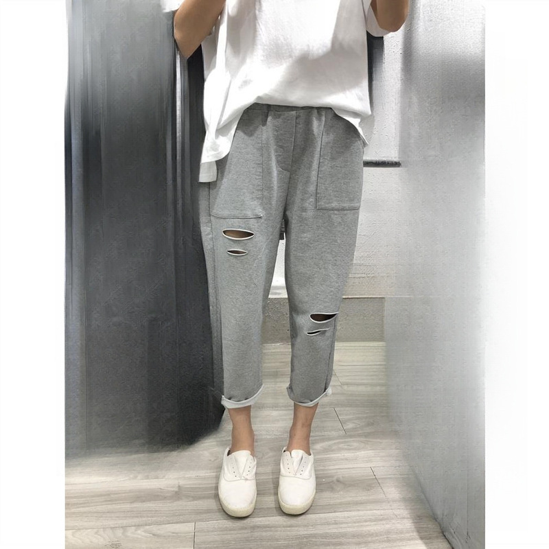 Loose Ripped Casual Pants for Plus-Size Women, Fall 100kg Straight-Leg Sweatpants Suitable for Wide Hips and Thick Thighs Loose Ripped Casual Pants for Plus-Size Women, Fall 100kg Straight-Leg Sweatpants Suitable for Wide Hips and Thick Thighs