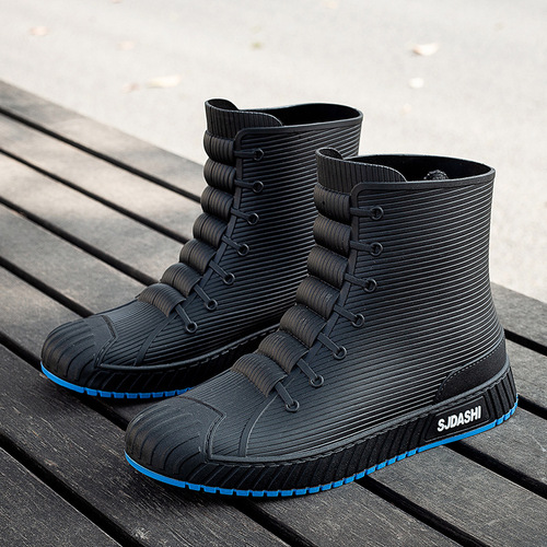 Rain boots for men and women, versatile casual short boots waterproof shoes with fleece insulation, anti-slip, wear-resistant, comfortable to wear outside rain boots for foreign trade 