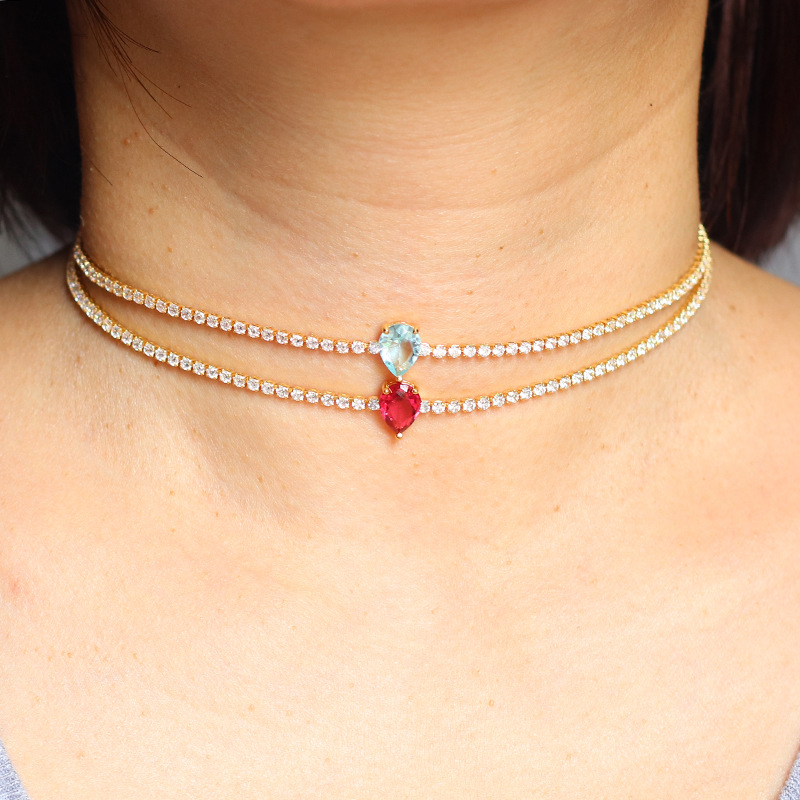 Simple Style Water Droplets Copper Choker Metal Zircon Copper Necklaces