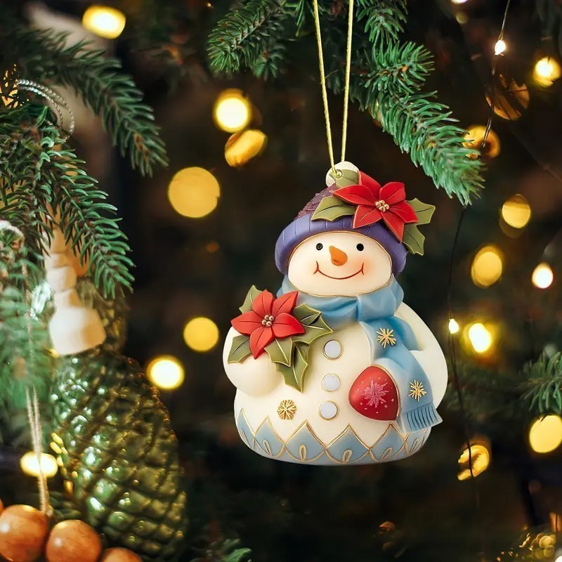 Nuevos productos transfronterizos acrílicos planos lindos dibujos animados de Navidad muñeco de nieve colgantes de automóviles de árbol de Navidad artesanías colgantes
