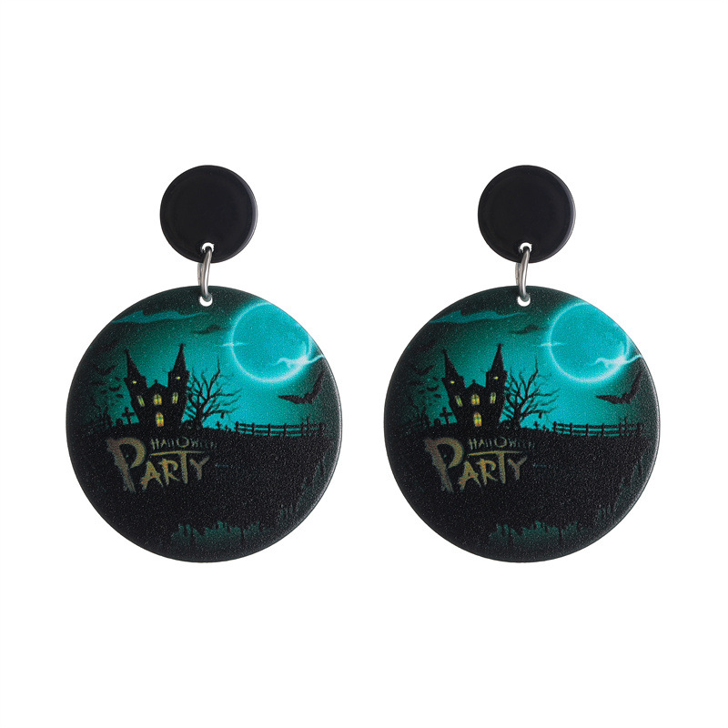Nueva Halloween Stud pendientes moda personalidad puesta de sol extraña noche Luna bat pendientes mujer fabricante