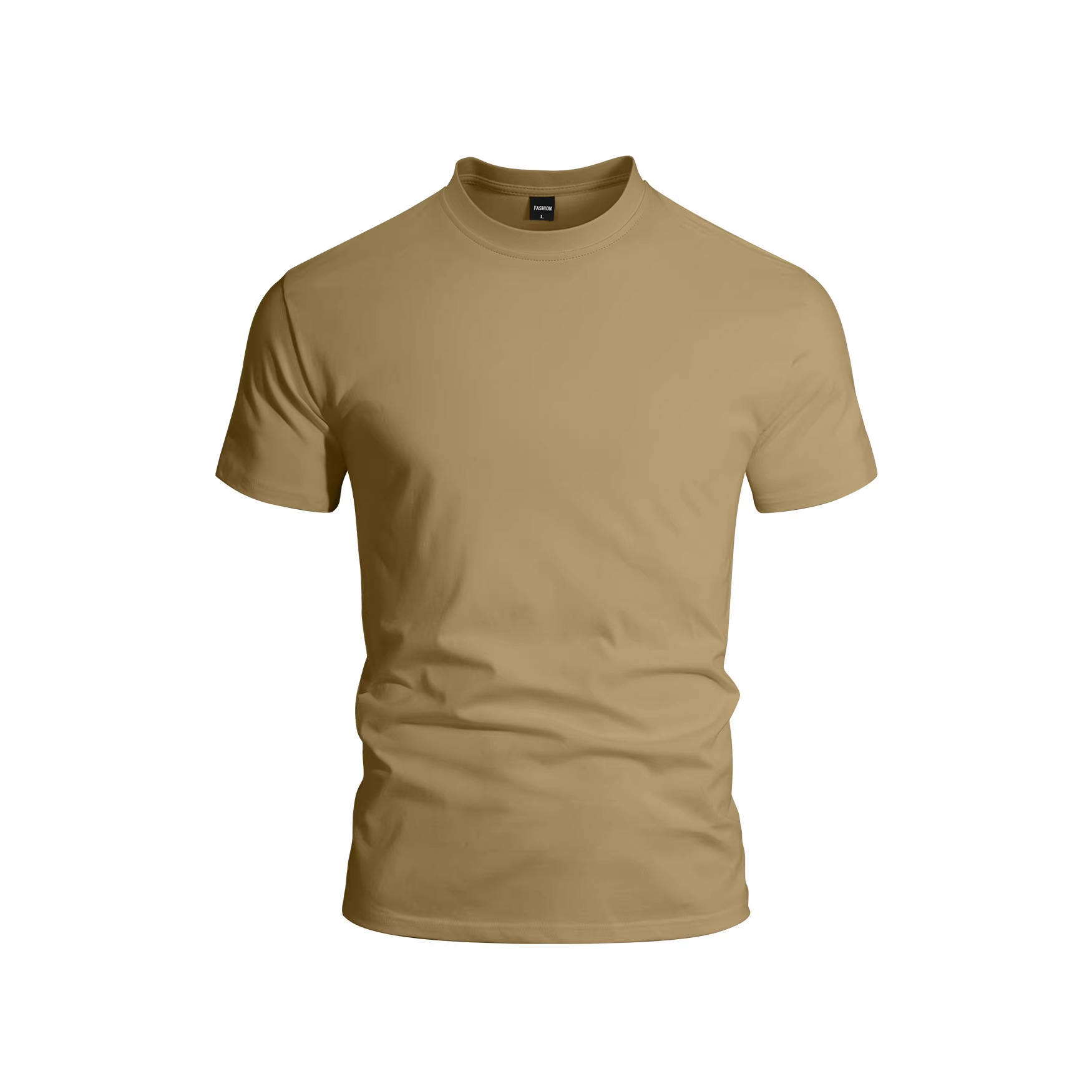 Estación independiente transfronteriza Europa y Estados Unidos hombre marca de moda tela de sudor de color sólido Henry cuello grande camiseta deportiva de manga corta de comercio exterior