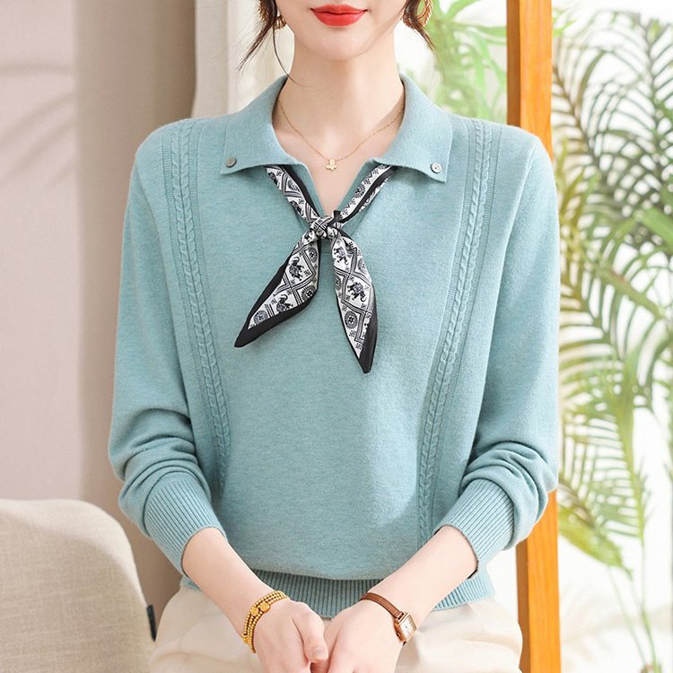 Autumn and Winter New Style Doll Collar Long-Sleeved Knitwear Women's Fashion Korean Style Versatile Top Bottoming Shirt Short Twist Knitwear