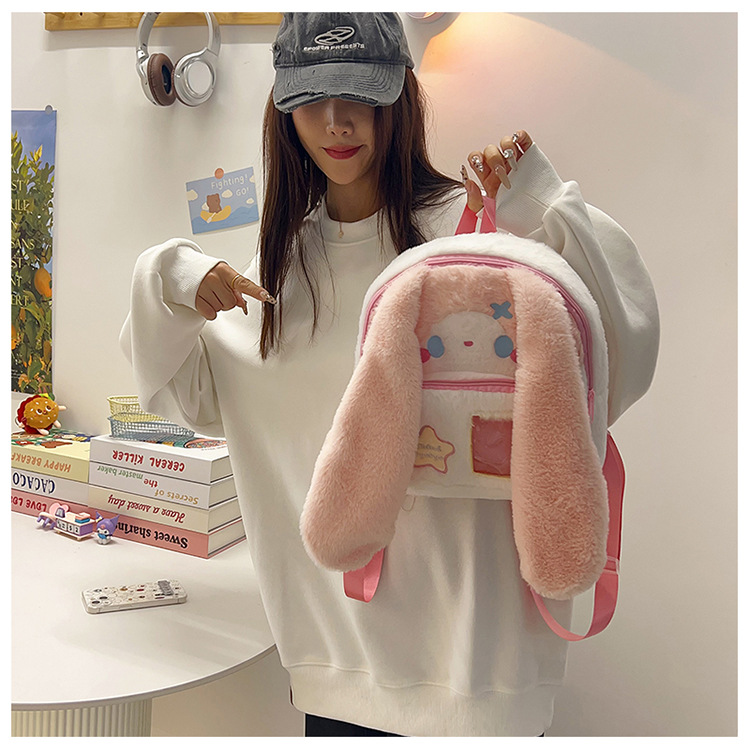717g Weight Zipper Closure Type Double Shoulder Straps Strap Type Functional Backpack Bags Type Casual, Holiday Occasion Plush Material Women's Backpack Backpack Animal, Cartoon Pattern Spring, Autumn&Winter Season Women's Gender Cute Style Square Shape Animal Cartoon Casual Holiday Women's Backpack Functional Backpack 9