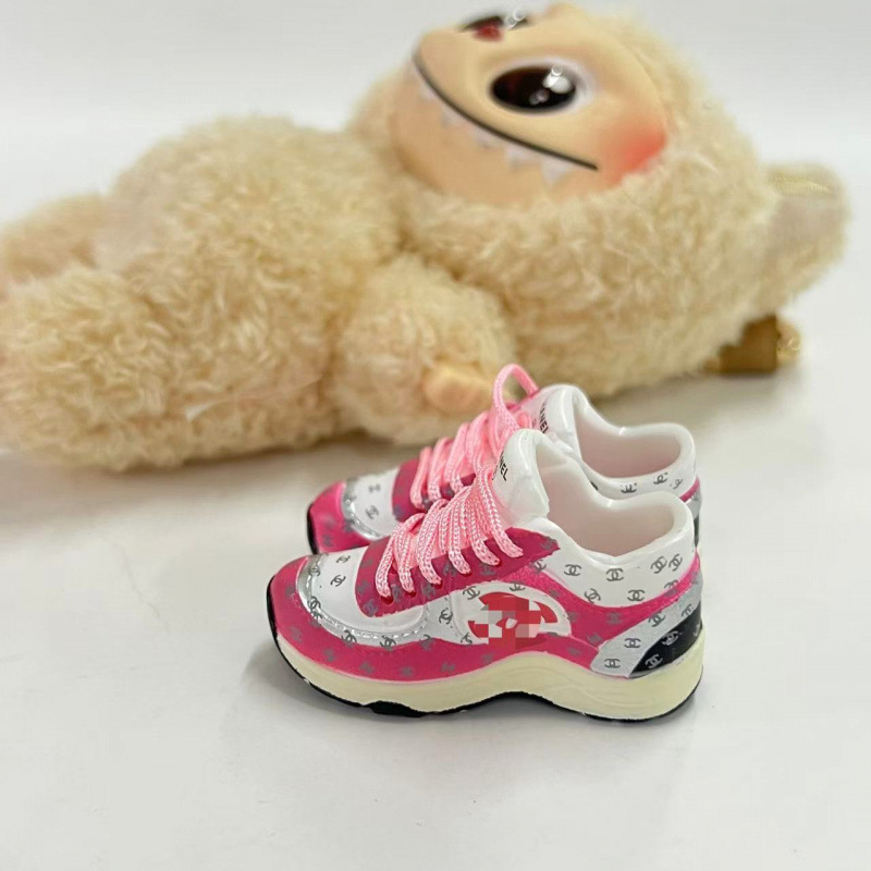 LABUBU Zapatos Rabu Ropa de bebé 17cm felpa vinilo bolso de muñeca colgante para zapatos desnudos caja ciega