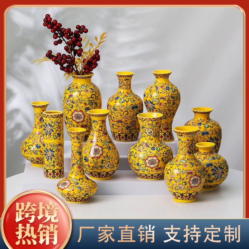 Jingdezhen Antique Blue and White Porcelain Enamel Ceramic Vase Home Office Creative Simple Ornaments Cross-Border Hot Sale