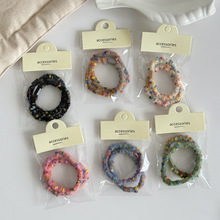 糖果色彩色点点毛线发圈发绳少女心毛绒发饰扎头发橡皮筋头绳批发