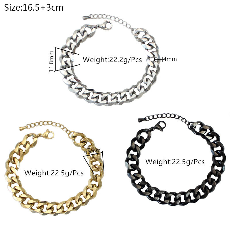 26g Weight Gold Plated Plating Material Hip-hop Solid Color Stainless Steel Plating Gold Plated Unisex Bracelets