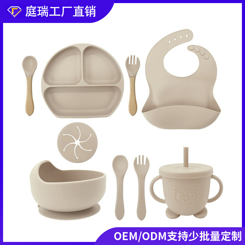 Placa de comedor sonriente de silicona de una pieza, vajilla para niños, vajilla con ventosa, vajilla de alimentación de entrenamiento para bebés y niños pequeños