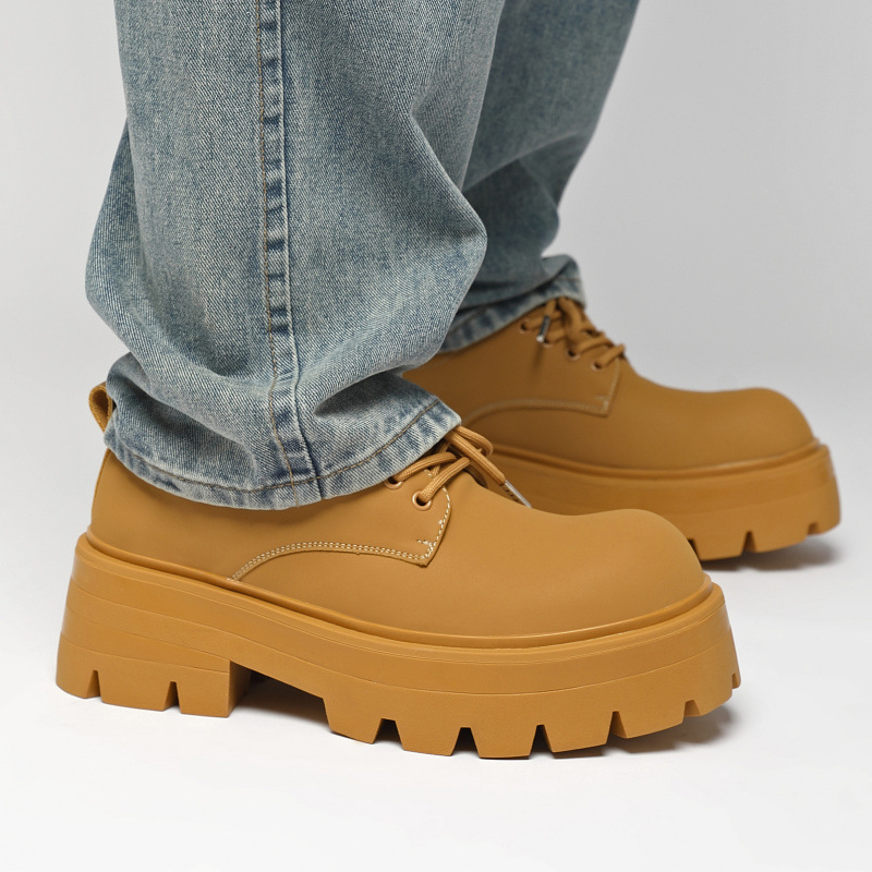 Chaussures en cuir décontractées pour hommes ShoeVault Cleanfit New Fashion Derby style britannique à gros orteil_voghion.com