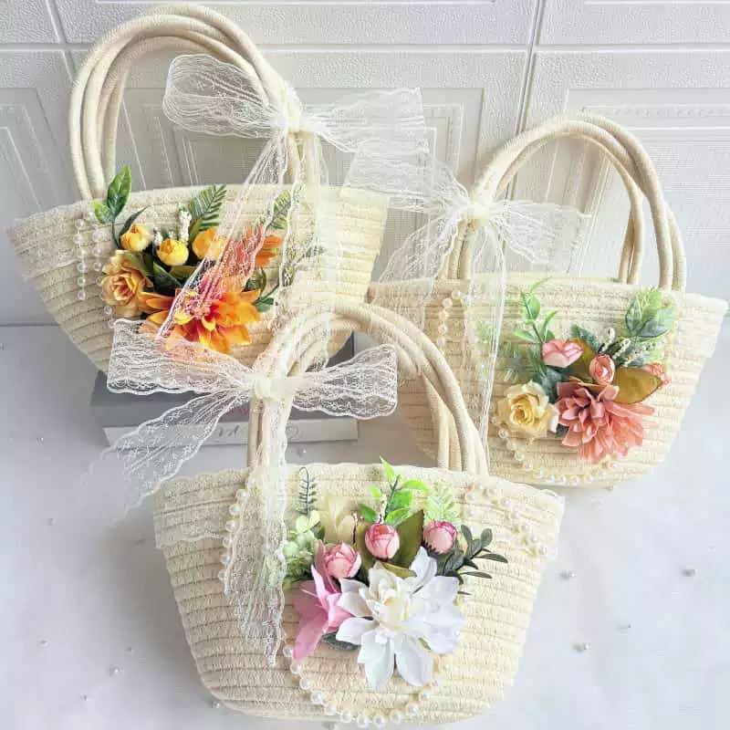 Тканая сумка с имитацией цветов, креативное искусство, ручная работа, детский сад, детская сумка из домашнего материала, рюкзак с граффити, оптовая продажа