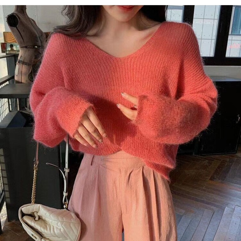 Give You a Touch of Gentle Elegance with This 7-Color V-Neck Sweater, 2026 Spring New Versatile Loose Knit Top for Women