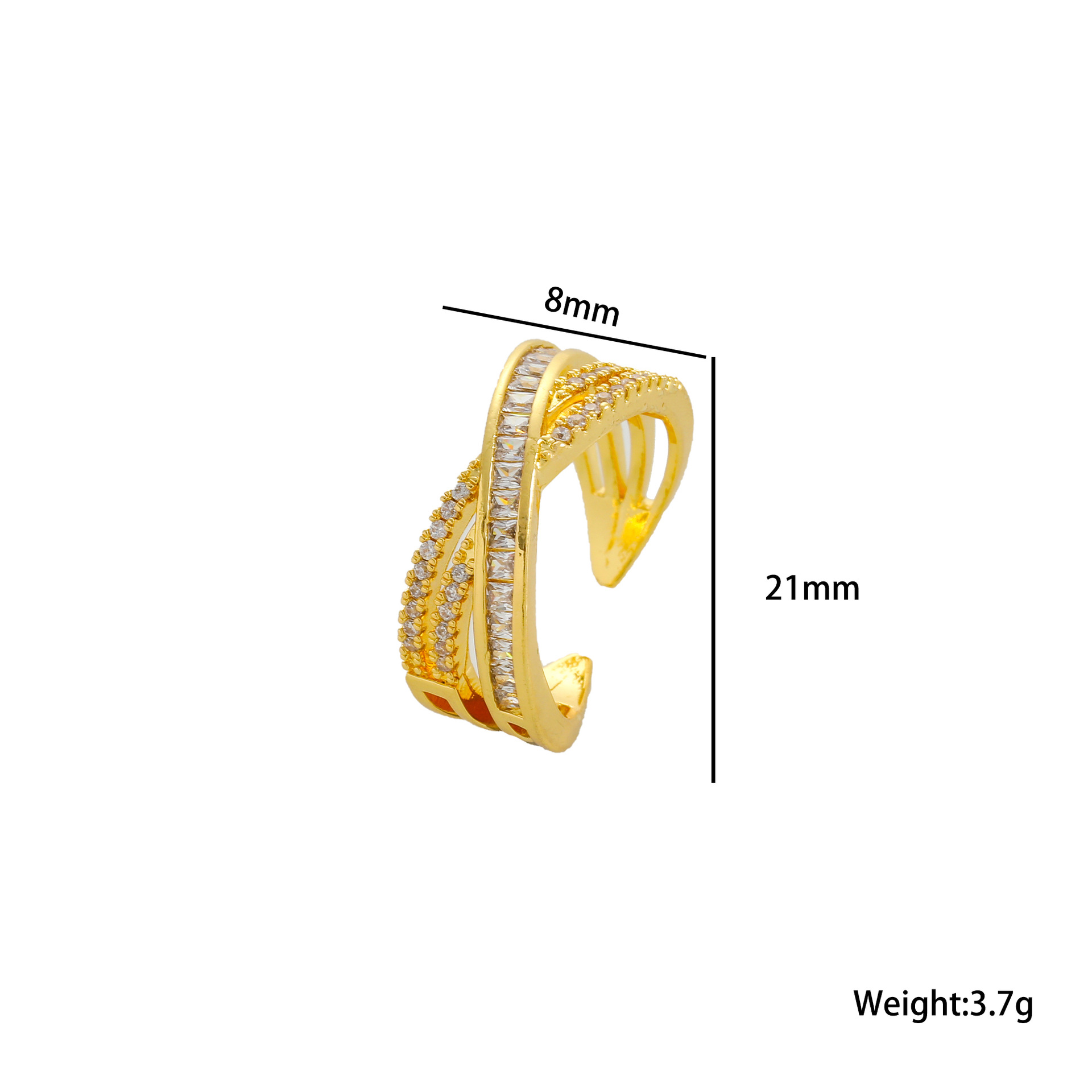 Dongdaemun double layer micro inlaid zircon ring simple female fashion personality cold style open ring _voghion.com