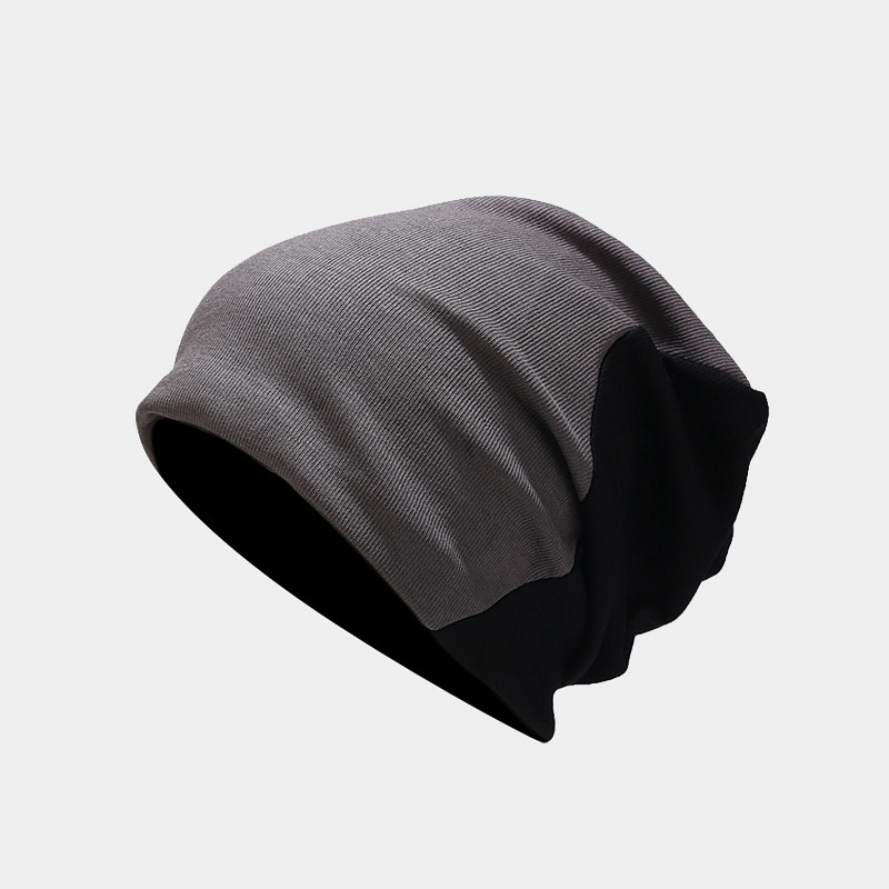 Autumn new style Baotou with small face, two tone splicing pullover hat, internet famous trendy ear protection hat_voghion.com