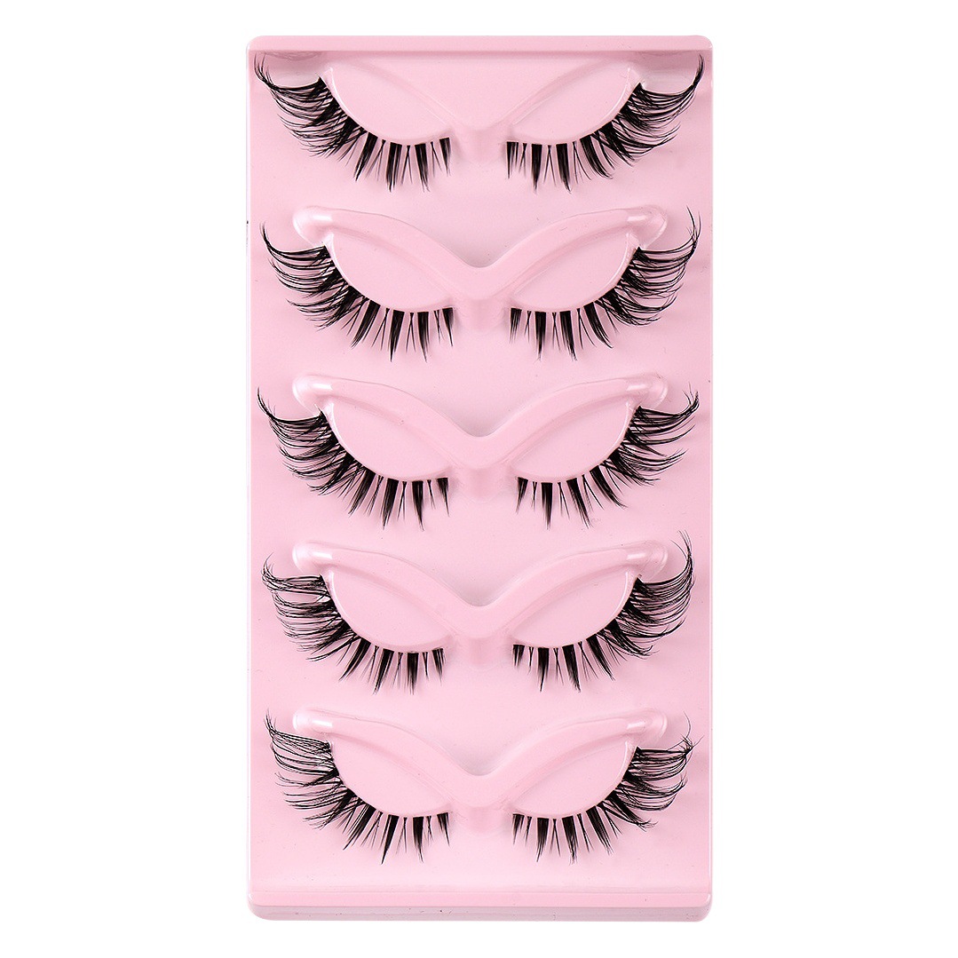 Cruzar la frontera caliente 5 pares de ojo de gato pestañas postizas naturales gruesas pestañas rizadas simulación Fox pestañas al por mayor