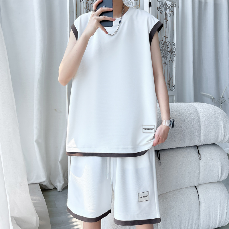 Basketball-Sportanzug im amerikanischen Stil für Jungen, ärmelloses Sommer-T-Shirt für Jugendliche, schnelltrocknendes Jersey aus Eisseide, Laufweste_voghion.com
