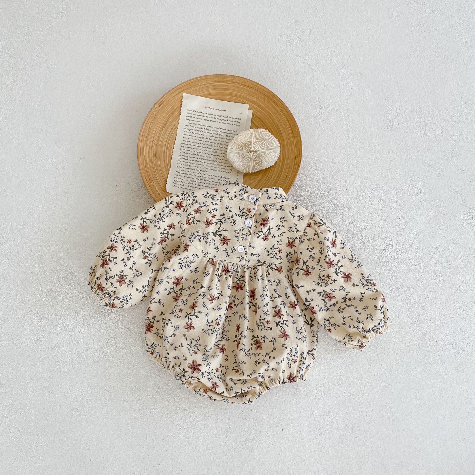 2024 Autumn New Girl Baby Floral Cheongsam Collar Ha Yi Long Sleeve Loose Triangle jumpsuit Crawler_voghion.com