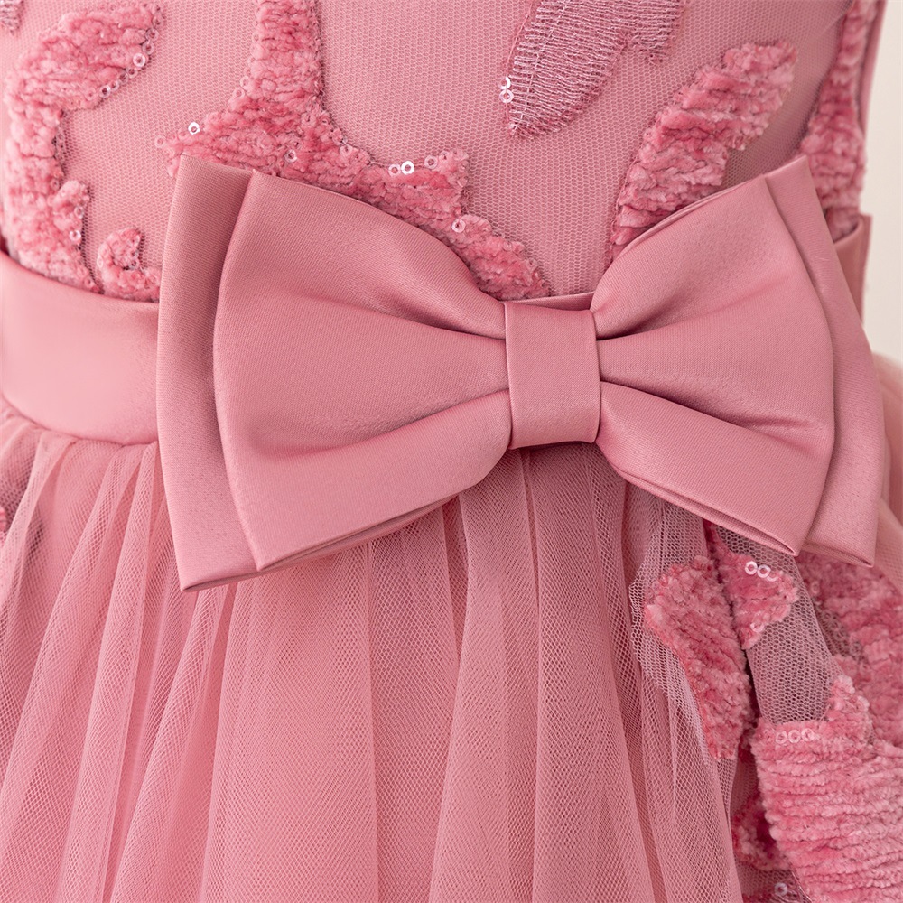 2025 nuevo estilo transfronterizo vestido de princesa para niños vestido de novia vestido largo de noche vestido de novia vestido de malla con bordado de hilo esponjoso