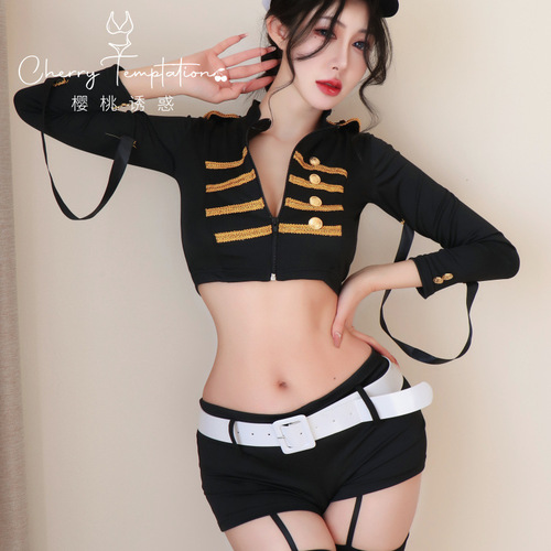 Cherry Temptation Lingerie Set, Pure Desire Air Hostess & Female Police Costume Set, Flirty & Hot Bed Passion Set