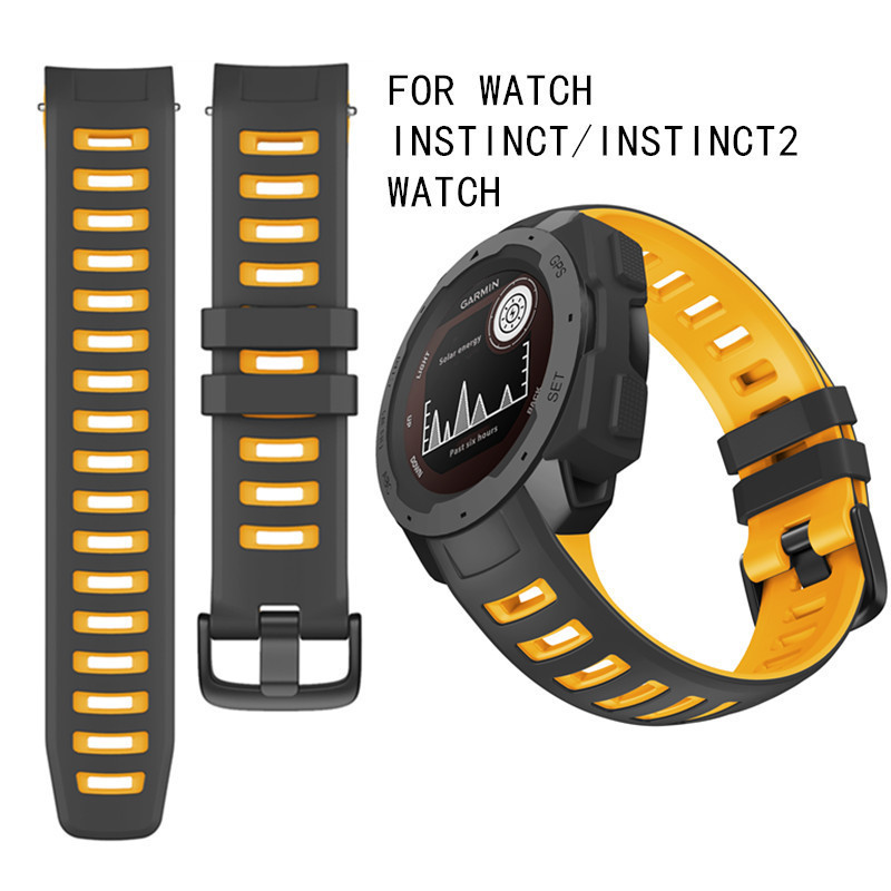 Silicone Two-Tone Watch Strap Compatible with Garmin Instinct/ Instinct/2