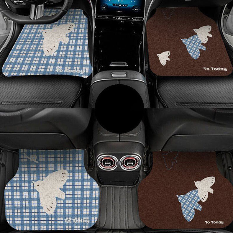 Fresh checkered pattern silk loop car floor mats, easy to clean and dirt-resistant, direct from the factory