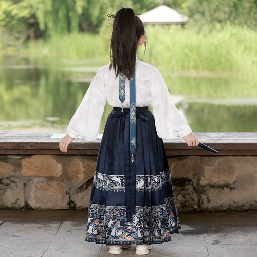 Ancient style skirt for middle-aged and older children, spring new children's suit, horse face skirt, little girl, Hanfu, girl, Chinese style princess skirt