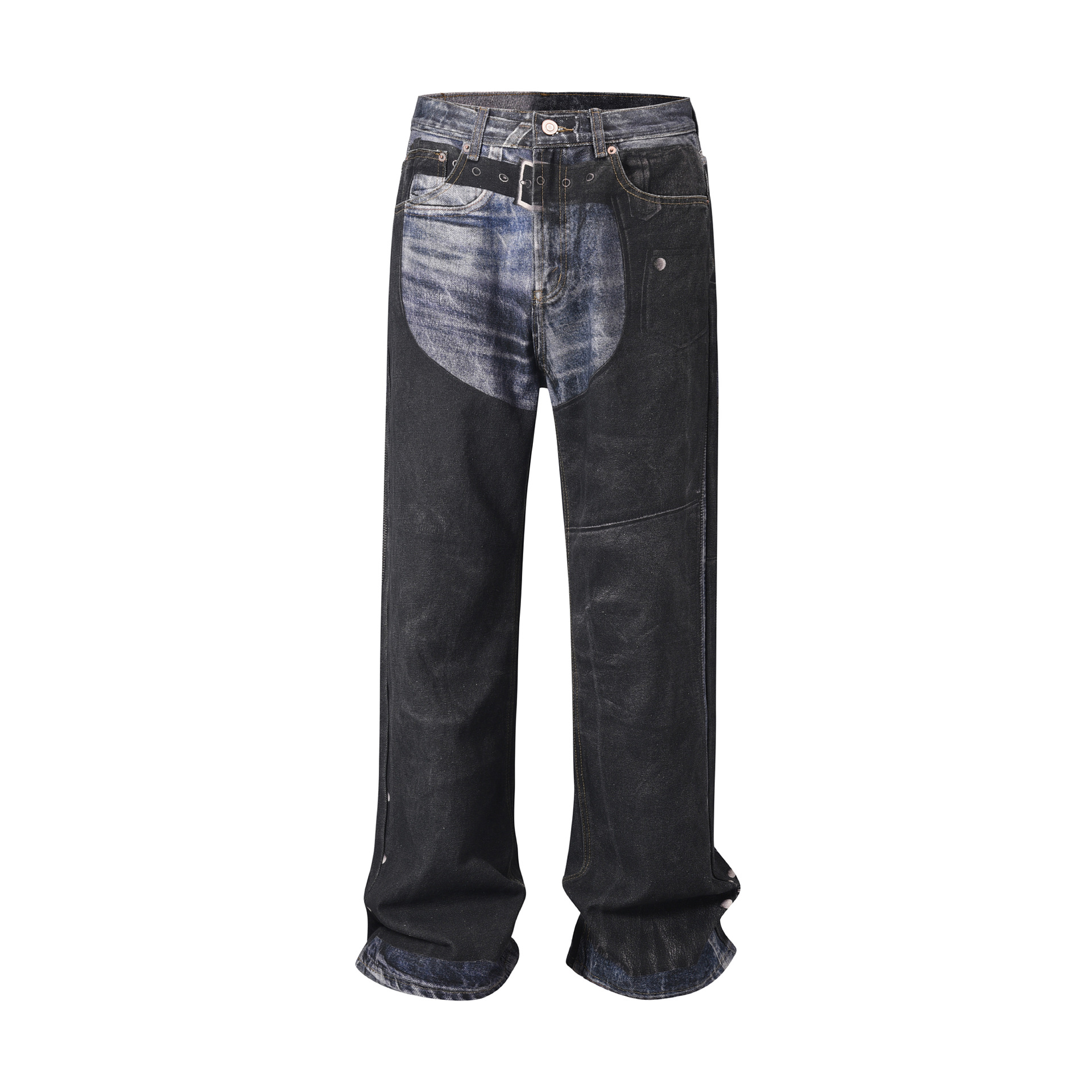 Herrejeans med rett passform og vide ben med diamantmønster_voghion.com