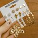 Cross-border hot sale retro gold geometric ladies earrings set fashion pearl earrings earrings wholesale diamond