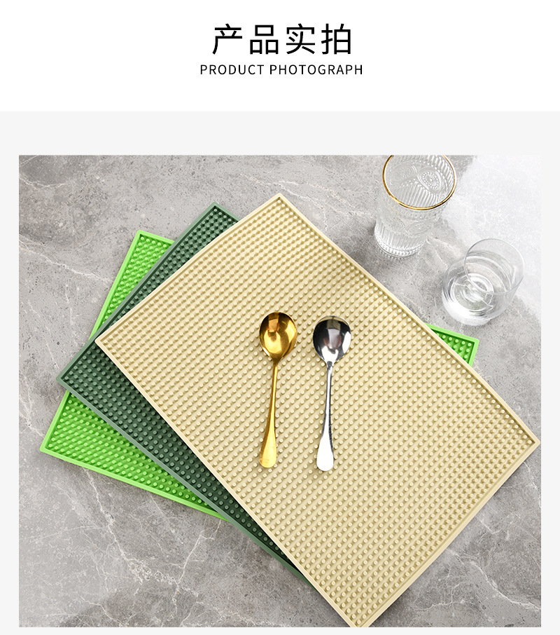Fábrica en stock venta directa de la barra estera antideslizante estera de la barra de escritorio estera de aislamiento térmico tazón mantel estera del fregadero de la cocina estera de drenaje