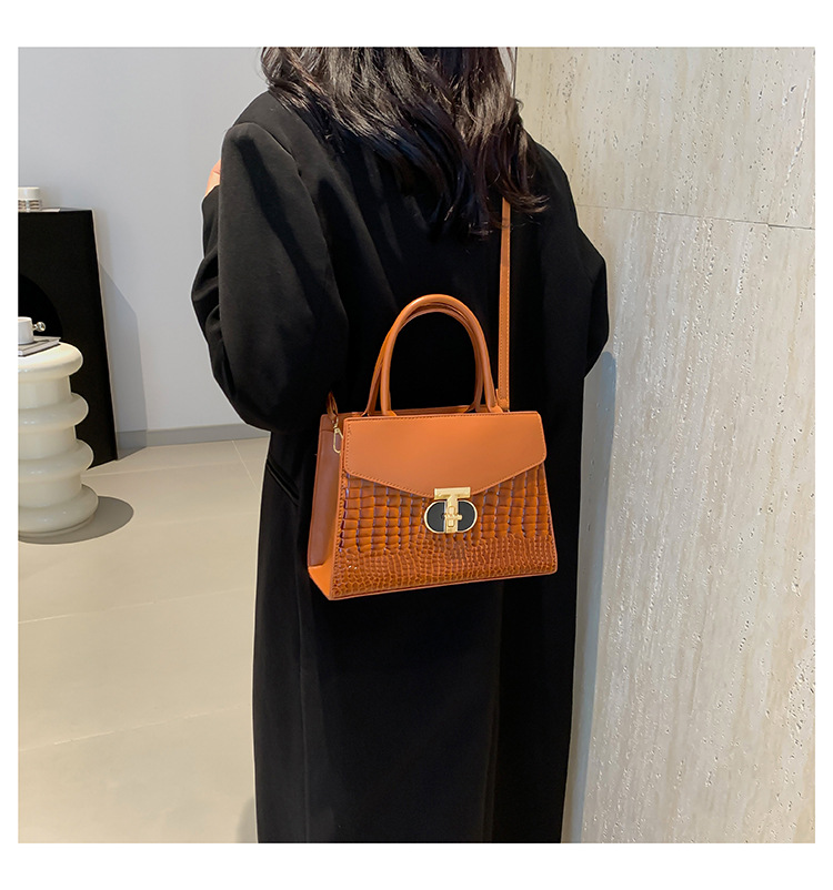 Korean Women's 2024 New Crocodile Pattern Single Shoulder Crossbody Fashion Handheld Small Square Bag_voghion.com