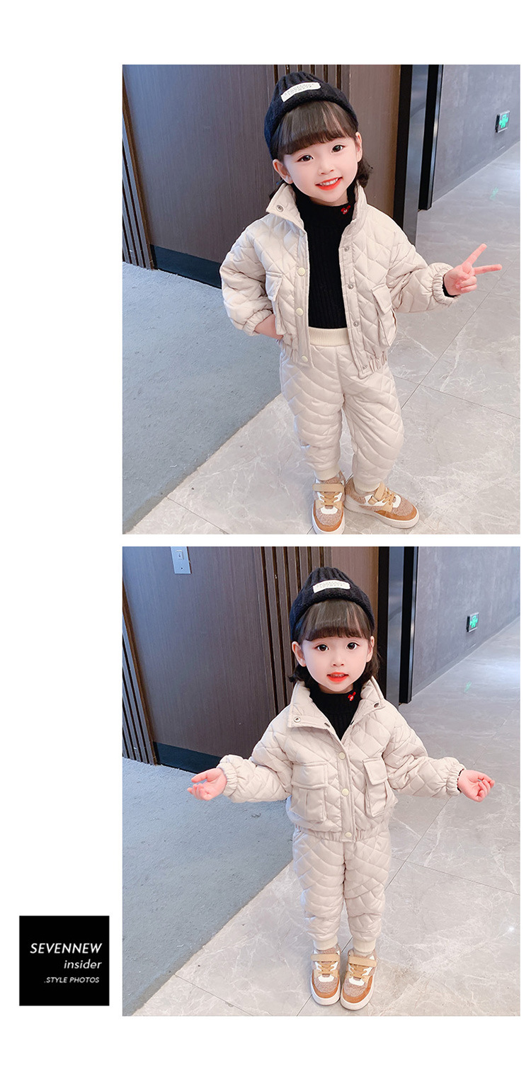 Girls' casual set for primary and secondary school children's winter insulation cotton jacket_voghion.com