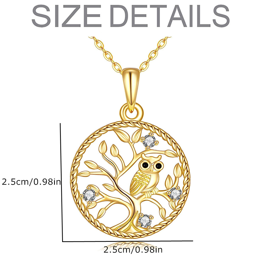 Life Tree Owl Pendant Necklace With Diamond Alloy For Women_voghion.com