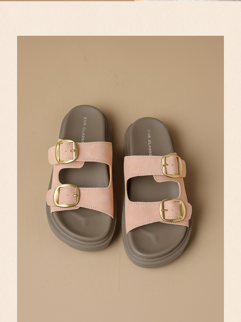 Dép sandal nữ xỏ ngón đế bệt kiểu Birkenstock — AY352 Xanh dương chi tiết 28