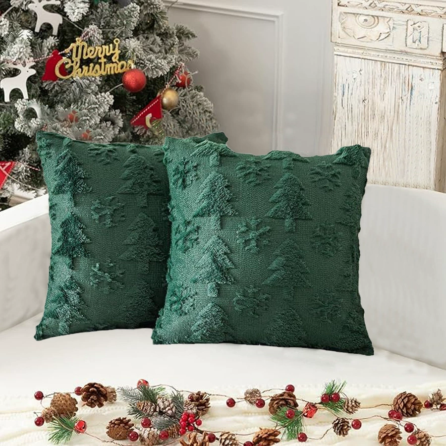 Рождественская наволочка, плюшевая снежинка, Рождественская елка, вышитый мех, гостиная, диванная подушка, комплект украшений для праздничной вечеринки