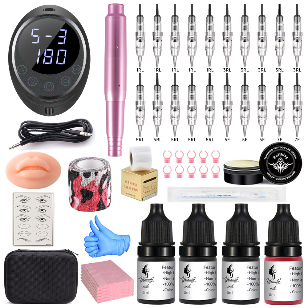 Tatuaje semipermanente bordado labial blanqueador conjunto completo de suministros de herramientas de práctica para principiantes conjunto completo de consumibles profesionales para abrir una tienda