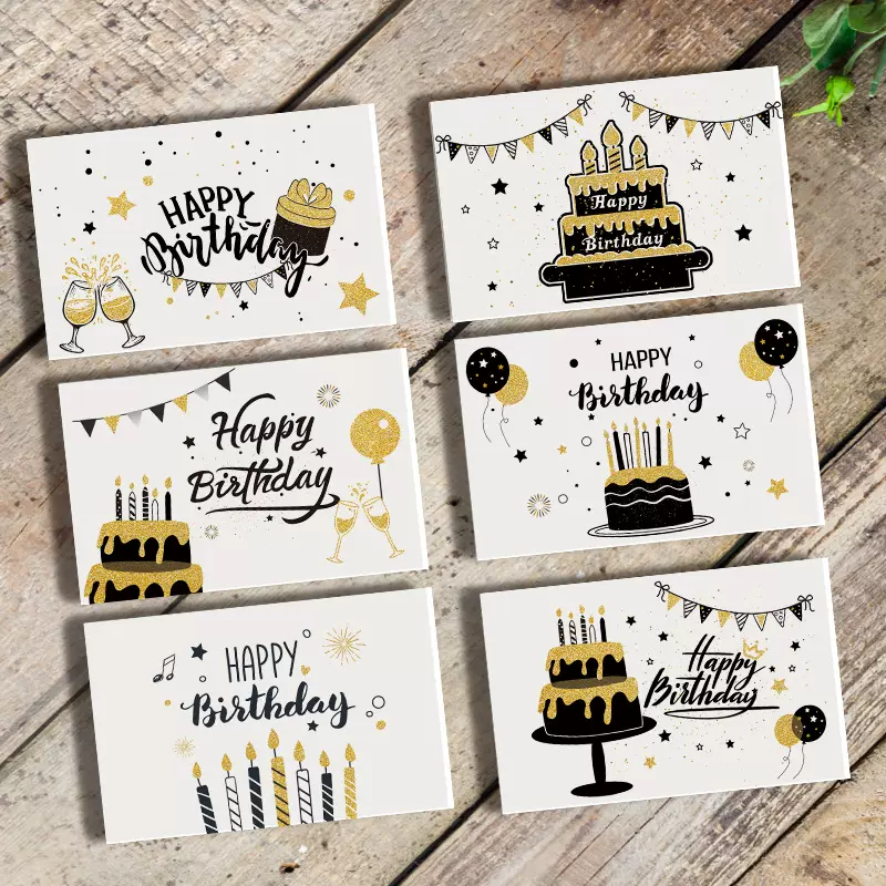 跨境ins生日蛋糕创意贺卡儿童花店生日祝福简约留言小卡片明信卡