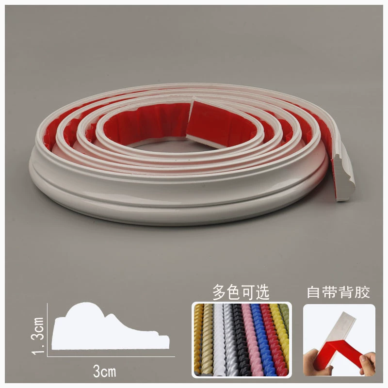 PVC Soft Edge Strip Self-Adhesive, Curved Ceiling & TV Wall Molding, White, Various Widths